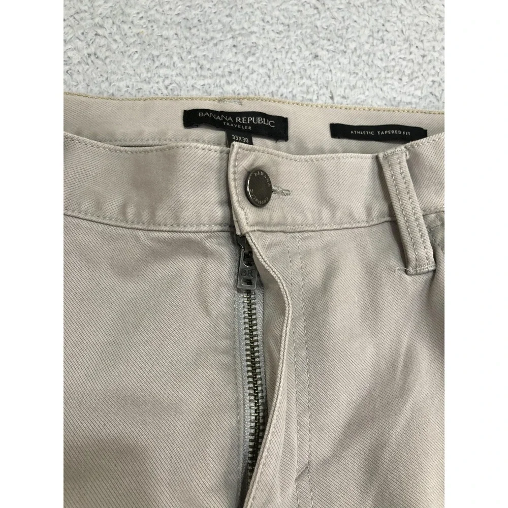 Banana Republic Pants 35x30 (Tag 33x30) Beige Traveler Athletic Tapered Fit